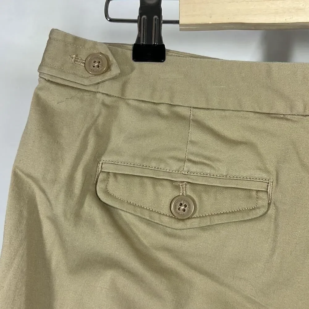BROOKS BROTHERS Women’s Cotton Tie Waist Rolled Cuff Shorts Tan Size 12